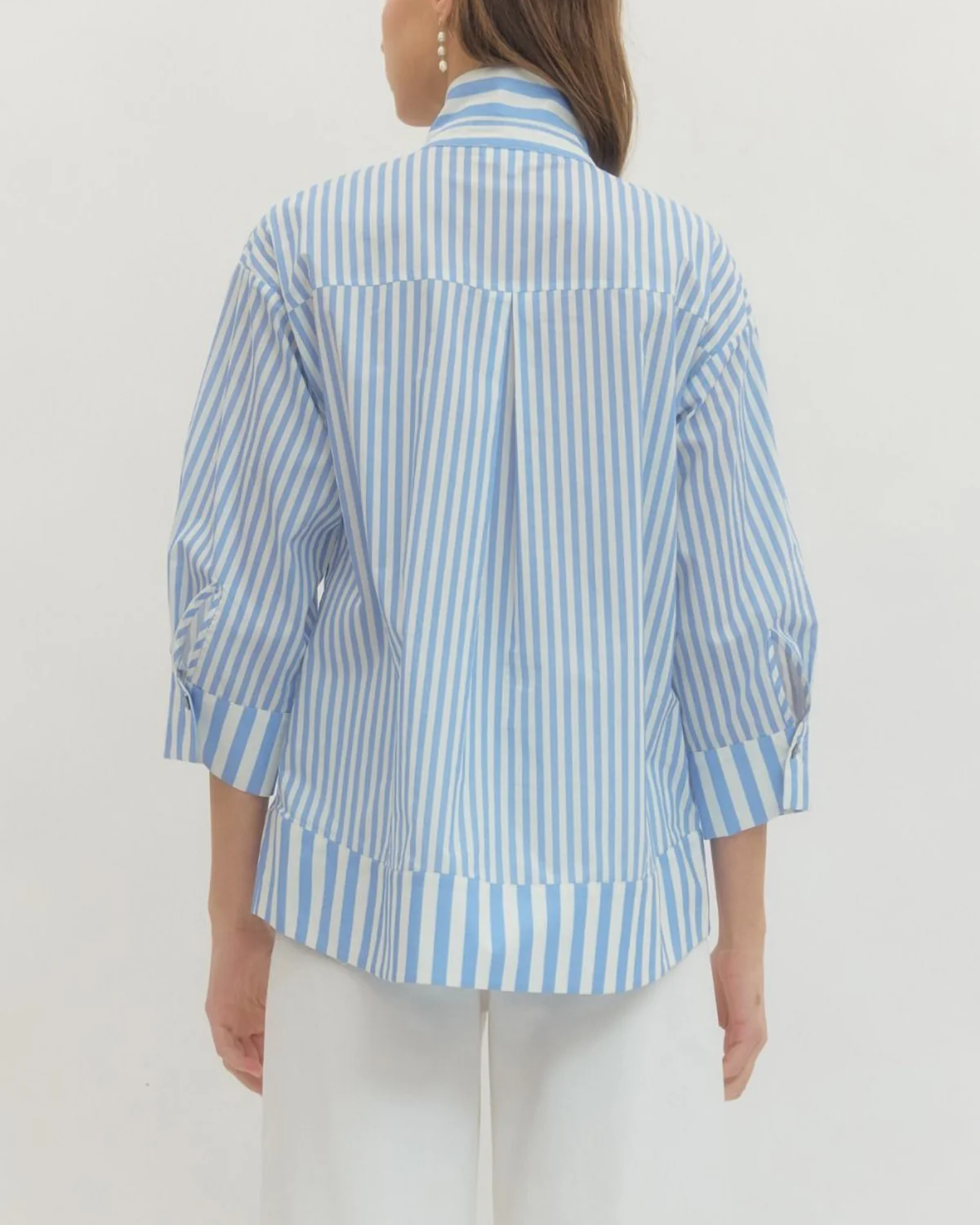 Penny Pearl + Stripe Top – The Chic 100% Cotton Blouse That Turns Heads Without Trying
